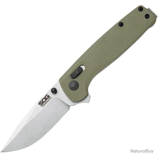 Couteau SOG Terminus XR Lame Acier D2 Manche G10 Vert Kaki XR Lock SOGTM1022BX