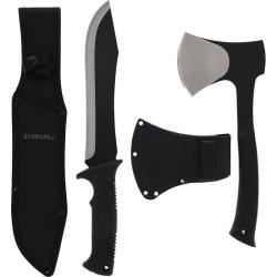 Set Schrade Machette et Hachette T&ecirc;te Acier 3Cr13 Manche Caoutchouc Etui Nylon SCHP1227066