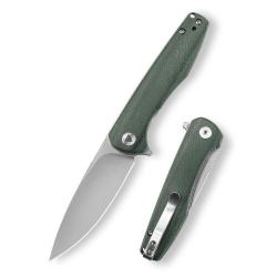 Couteau Trivisa Hummingbird Lame Acier 14C28N Manche Green Micarta Liner Lock TVJM07GM14