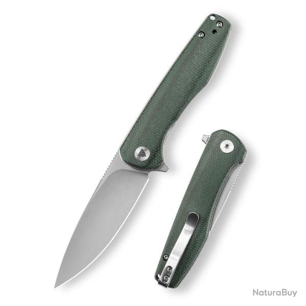 Couteau Trivisa Hummingbird Lame Acier 14C28N Manche Green Micarta Liner Lock TVJM07GM14