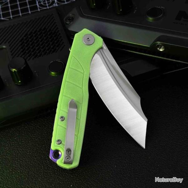 Couteau WIXCO SPLARK Lame Acier 14C28N Manche Green G10 Liner Lock WXC20D