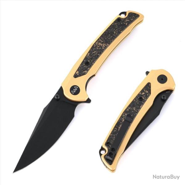 Couteau Wixco Scort Lame Acier 14C28N Manche Aluminium Gold Carbone Liner Lock WXC14BNV