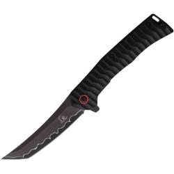 Couteau de Poche Falcon Linerlock A/O Lame Tanto Motif Damas Manche Aluminium Noir FLNKS2420BK
