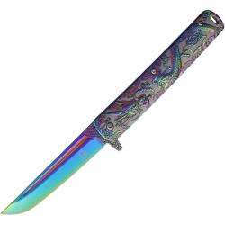 Couteau Falcon Dragon Linerlock A/O Lame Tanto Acier 440 Manche Inox Spectrum FLNKS3024RB
