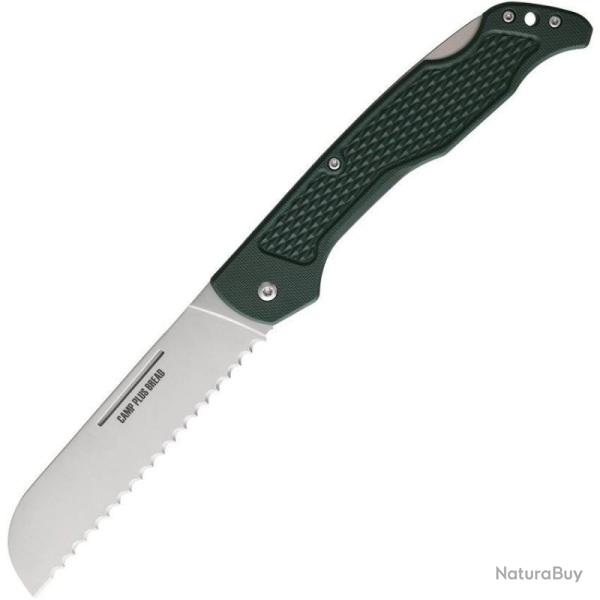 Couteau Pliant Ontario Camp Plus Bread Lockback Lame Inox Dent�e Manche Nylon Vert ON4310TC