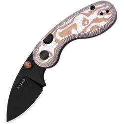 Couteau Kizer Microbe Button Liner Lock Lame Acier 14C28N Black PVD Manche G10 Alu Foil KIV2742A12