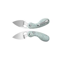 Couteau Kizer Microbe Button Liner Lock Lame Acier 14C28N Satin Manche G10 Aluminium Foil KIV2742A11