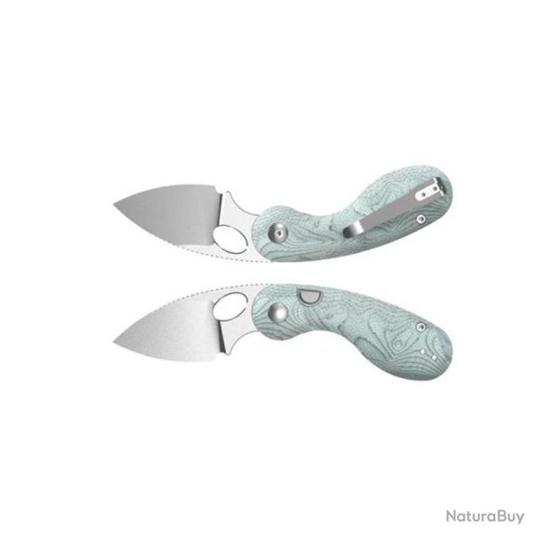 Couteau Kizer Microbe Button Liner Lock Lame Acier 14C28N Satin Manche G10 Aluminium Foil KIV2742A11