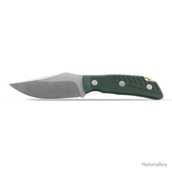 Couteau Petrified Fish Barracuda Lame Acier N690 Stonewash Manche Micarta Vert �tui Kydex PFKP16GRMW