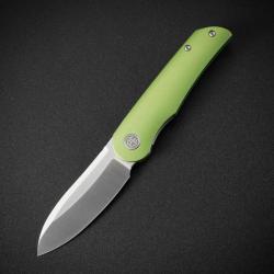 Couteau Petrified Fish El Camino Liner Lock Lame Acier N690 Satin Manche Aluminium Vert PFKE16GRAS