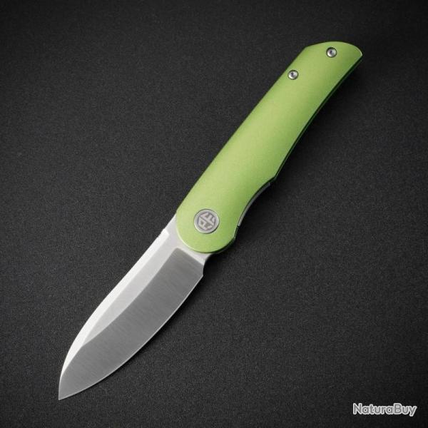 Couteau Petrified Fish El Camino Liner Lock Lame Acier N690 Satin Manche Aluminium Vert PFKE16GRAS
