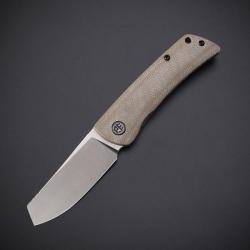 Couteau Petrified Fish Flavorist Liner Lock Lame Acier K110 Cleaver Manche Micarta Kaki PFKE05KMP