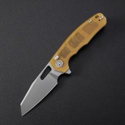 Couteau Petrified Fish Trilobite Button Lock Lame Acier 14C28N Reverse Tanto Manche Ultem PFK17UW