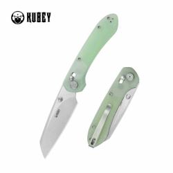 Couteau Pliant Kubey Bonza Lame Acier 14C28N Finition Satin Manche Plaquettes G10 Jade KUB446C