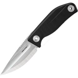 Couteau Fixe Real Steel CDX-85 Lame Acier N690 Manche Plaquettes Noir Etui Cuir RS3571SB