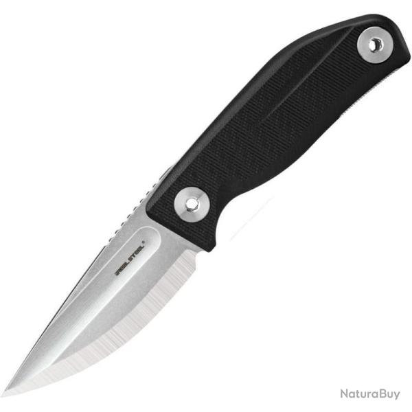 Couteau Fixe Real Steel CDX-85 Lame Acier N690 Manche Plaquettes Noir Etui Cuir RS3571SB
