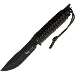 Couteau Linton Cutlery Black Powder Lame Acier Inoxydable Manche Cordon Vert OD Sans &eacute;tui L97057B