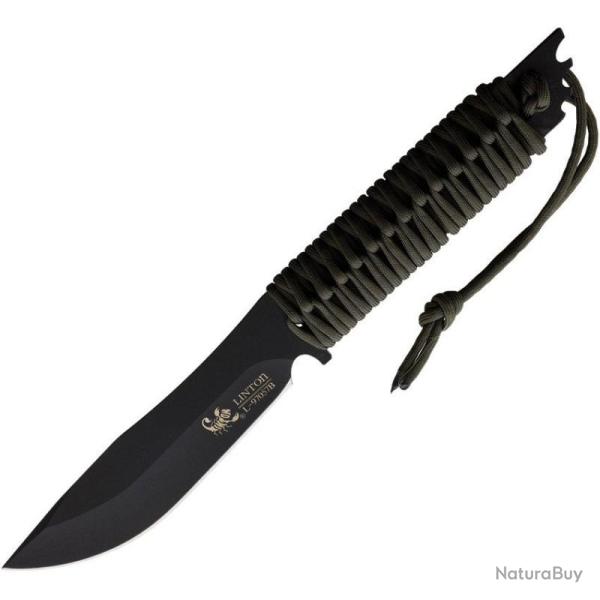 Couteau Linton Cutlery Black Powder Lame Acier Inoxydable Manche Cordon Vert OD Sans �tui L97057B