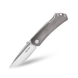 Couteau Pliant Real Steel Luna Maius Lame Acier N690 Manche Titane Gris Lockback RS7091