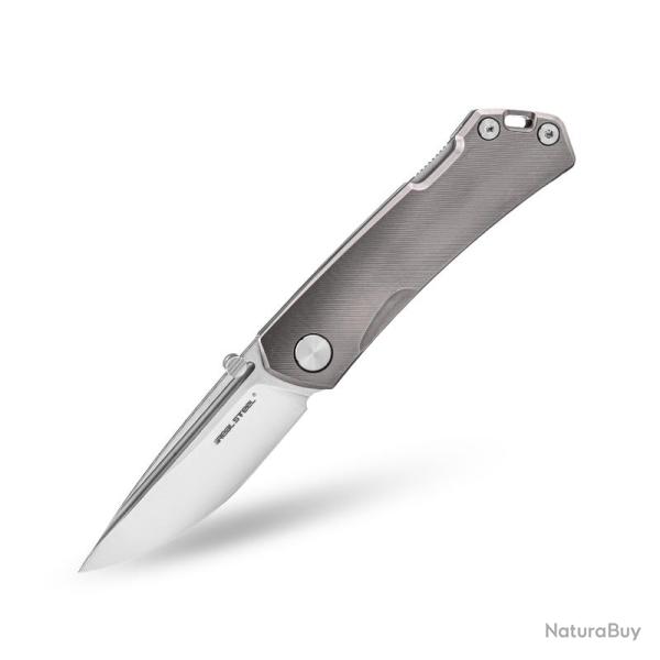 Couteau Pliant Real Steel Luna Maius Lame Acier N690 Manche Titane Gris Lockback RS7091
