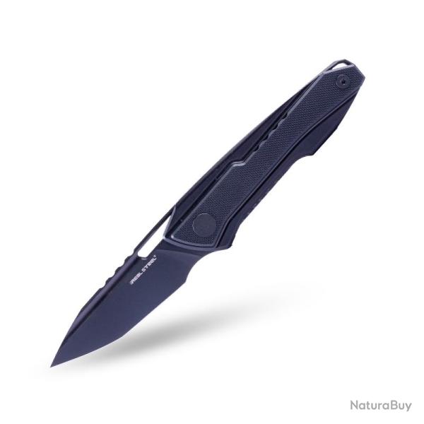 Couteau Pliant Real Steel Bullet Lame Acier S35VN Manche Titane G10 Noir Frame Lock RS5221B