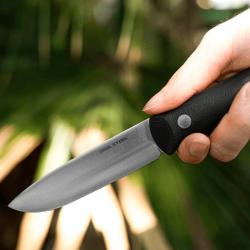 Couteau Fixe Real Steel Bushcraft III Convex Lame Acier D2 Manche G10 Coyote &Eacute;tui Kydex RS3726C