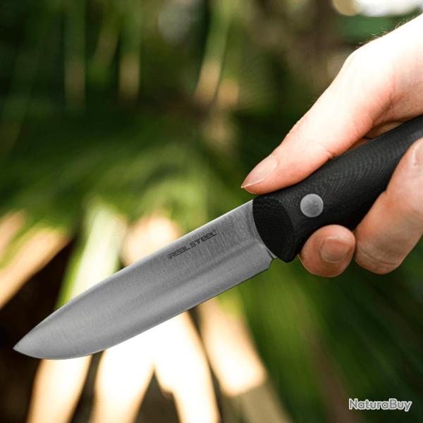 Couteau Fixe Real Steel Bushcraft III Convex Lame Acier D2 Manche G10 Coyote �tui Kydex RS3726C