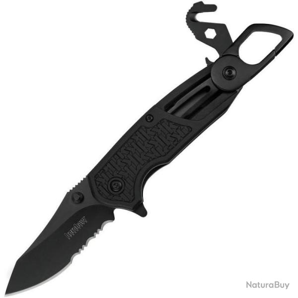 Couteau Kershaw Funxion EMT Lame 8Cr13MoV Oxide Noir Semi-Serrated Manche GFN K-Tex SpeedSafe KS8100