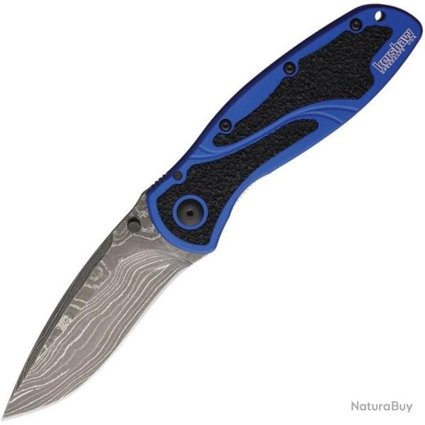 Couteau Kershaw Blur Lame Damas Manche Alu Bleu Trac-Tec Liner Lock SpeedSafe Made in KS1670NBDAM