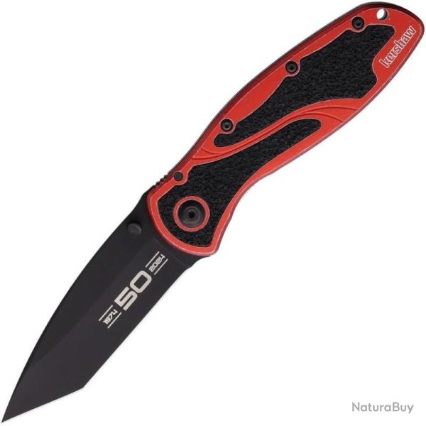 Couteau Kershaw Blur 50e Anniversaire CTS-BDZ1 Tanto Oxide Noir Alu Rouge Stonewash Made KS1670K50W