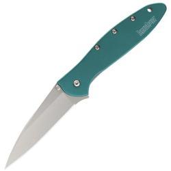 Couteau Kershaw Leek 14C28N Sandvik Bead Blast Manche Alu Teal SpeedSafe Made in USA KS1660TEAL