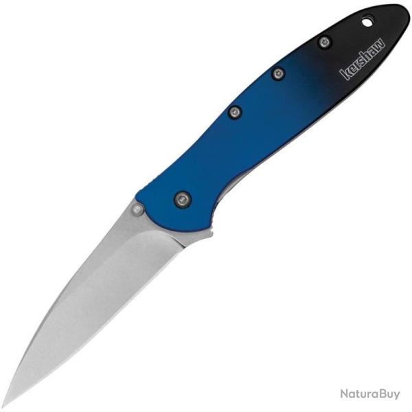 Couteau Kershaw Leek MagnaCut Stonewash Manche Alu Bleu Noir Gradient SpeedSafe Made in KS1660GBLU