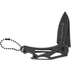 Couteau Porte-Cl&eacute;s Smith & Wesson Keychain Lame Inox Stonewash Noir Manche Inox Frame Lock SW1207128