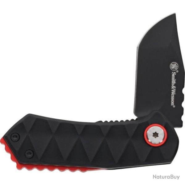 Couteau Smith & Wesson 24/7 Spring Assist Lame HC Noir Drop Point Manche Aluminium A/O SW1206287
