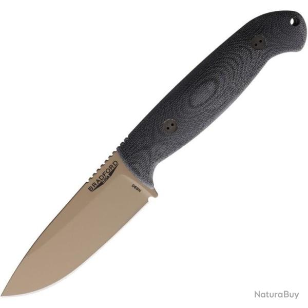 Couteau Bradford Knives Guardian 4.5 Sabre N690 Cerakote Coyote Manche Micarta Noir USA BRAD45S101CB