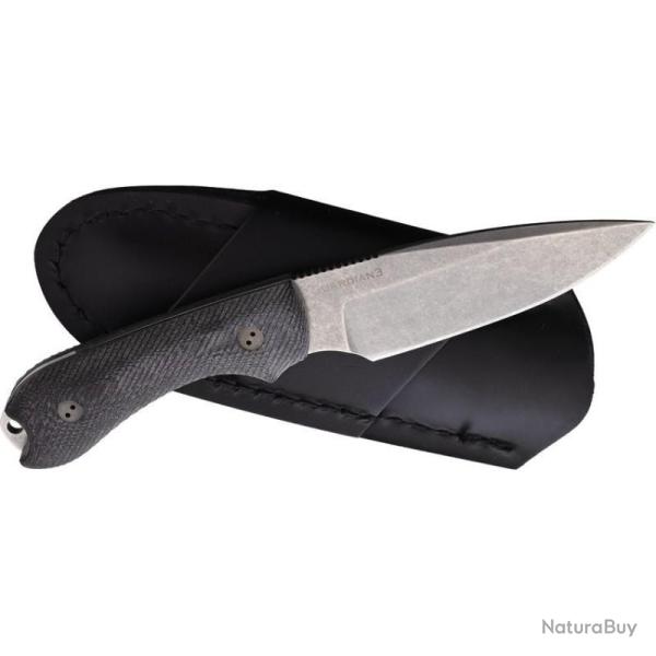 Couteau Bradford Knives Guardian 3 Lame Acier AEB-L Manche Micarta Noir Etui Cuir USA BRAD3FE201A