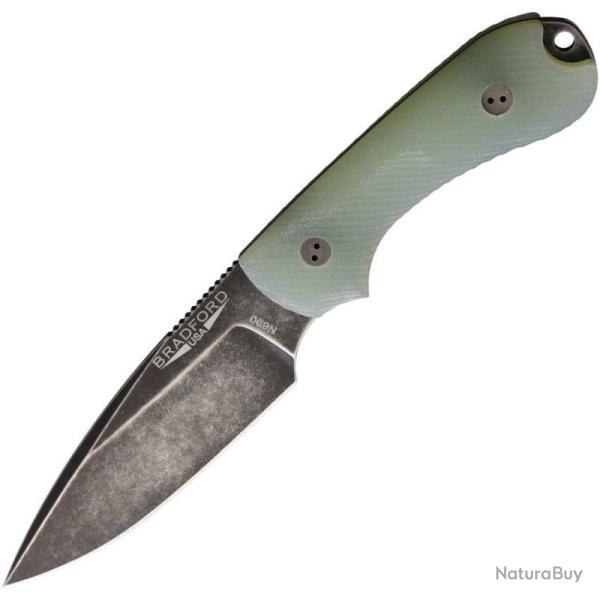 Couteau Bradford Knives Guardian 3 Ghost Lame Acier N690 Nimbus Manche G10 Jade Etui BRAD3FE117N