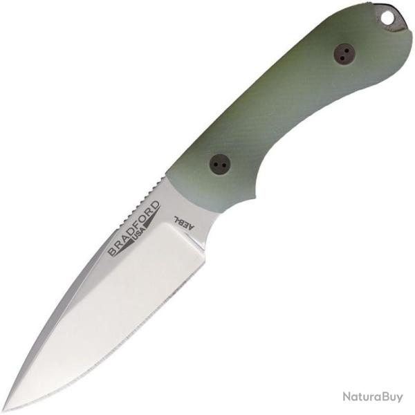 Couteau Bradford Knives Guardian 3 HP Ghost Lame AEB-L Miroir Manche G10 Jade Etui BRAD3FE117HP