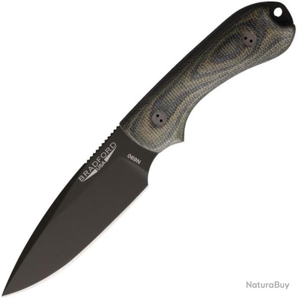 Couteau Bradford Knives Guardian 3 Lame N690 Cerakote OD Manche Micarta Camo Etui Cuir BRAD3FE109OD