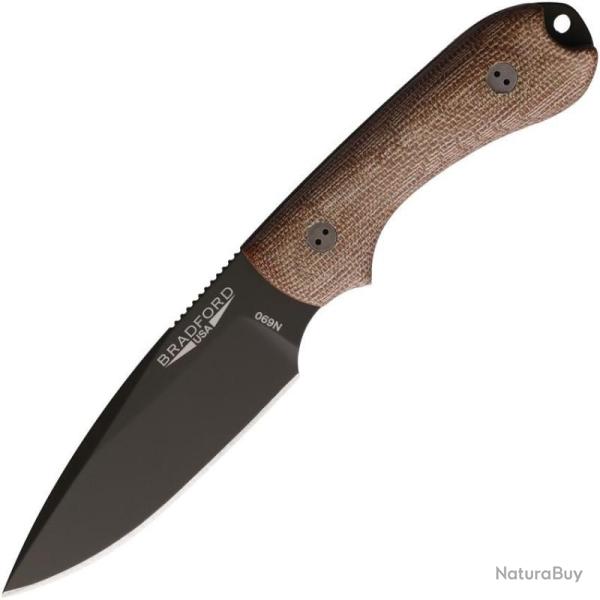 Couteau Bradford Knives Guardian 3 Lame N690 Manche Micarta Naturel OD Etui Cuir USA BRAD3FE104OD