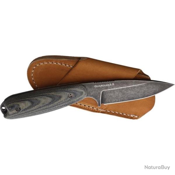 Couteau Bradford Knives Guardian 3.5 Lame Acier N690 Manche Micarta Noir Etui Cuir USA BRAD35S109N