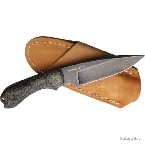 Couteau Bradford Knives Guardian 3.2 Lame Acier AEB-L Manche Micarta Camo Etui Cuir BRAD32FE109NA