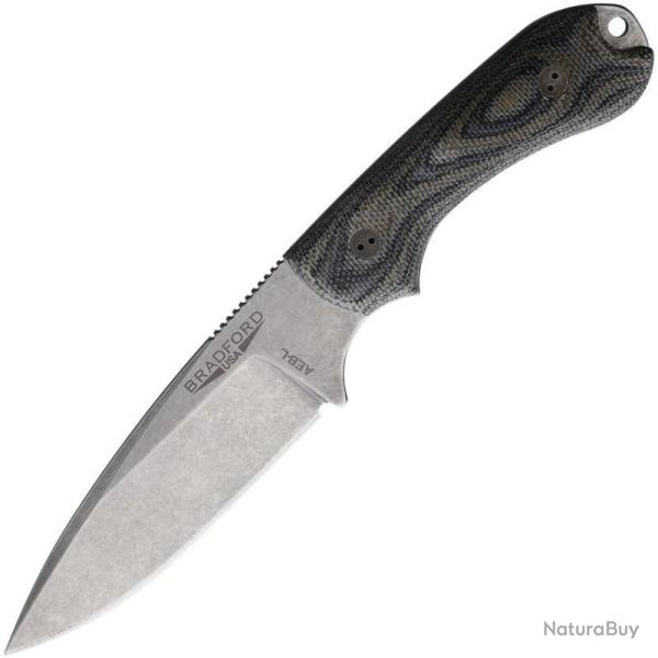 Couteau Bradford Knives Guardian 3.2 Lame Acier AEB-L Manche Micarta Camo Etui Cuir USA BRAD32FE109A