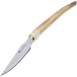 Couteau Fixe Hen & Rooster Stag Tip Bowie Lame Inox Satin 7,62 cm Manche Stag Garde Laiton HRI5024