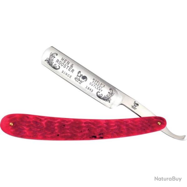 Couteau Rasoir Pliant Hen & Rooster Lame Rasoir Inox Satin 10,8 cm Os Rouge Piqu� HRI401RPB