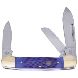 Couteau de Poche Hen & Rooster Gunboat Lames 1.4116 Manche Os bleu piqu&eacute; Slip Joint HRI353SBLPB