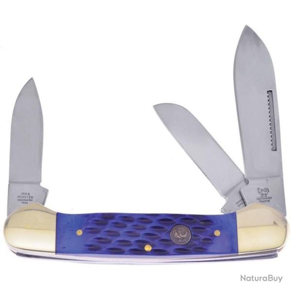 Couteau de Poche Hen & Rooster Gunboat Lames 1.4116 Manche Os bleu piqu� Slip Joint HRI353SBLPB