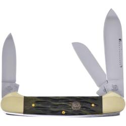 Couteau de Poche Hen & Rooster Gunboat Lames 1.4116 Manche Os rainur&eacute; vert antique HRI353SAGB
