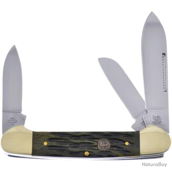 Couteau de Poche Hen & Rooster Gunboat Lames 1.4116 Manche Os rainur� vert antique HRI353SAGB