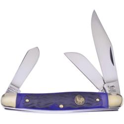 Couteau de Poche Hen & Rooster Stockman Lames 1.4116 Manche Os bleu piqu&eacute; Slip Joint HRI313BLPB